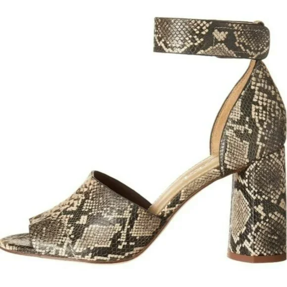 Splendid Thandie Embossed Leather Ankle-Strap Sandals -Natural Snake - Picture 5 of 8